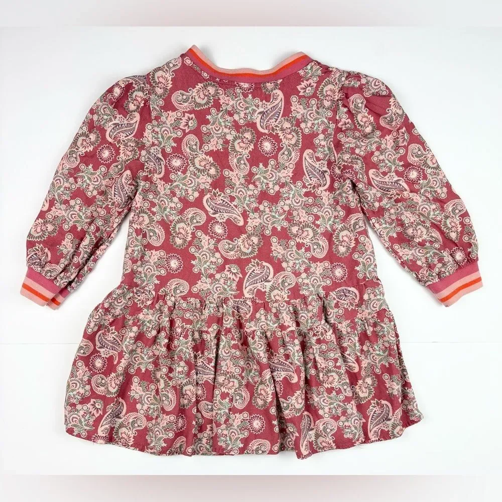 Peek Girl's Paisley Long Sleeve Drop Waist Dress size 3T